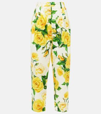 Dolce & Gabbana Pantaloni cropped in cotone con stampa floreale