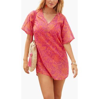 Lascana Womens Tropical Cover Up in Pink Orange at Nordstrom, Size 10