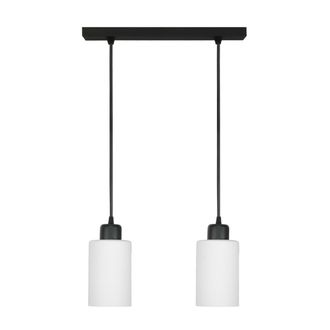 OEM L&aacute;mpara De Techo Colgante Negra Con Pantalla De Cristal Blanco, Loyd Bianco 15-068