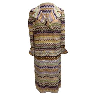 Missoni Zig-Zag Double-Breasted Coat in Multicolor Rayon
