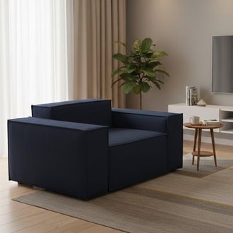 Dmora Sill&oacute;n Dciurri, Sill&oacute;n, 100% Made In Italy, Sill&oacute;n Relax En Tela Tapizada, 140x95h70cm, Azul - Dmora