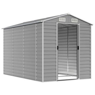 Berkfield Home Garden Shed Light Grey 191x300x198 cm Galvanised Steel | Size: 191 x 300 x 198 cm