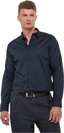 A|X Armani Exchange Slim Fit Shirt - Heren - Casual Overhemden - Blauw - XS - Katoen - Overhemden