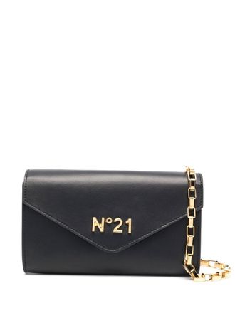 N&deg;21 Borsa a spalla con placca logo - Nero