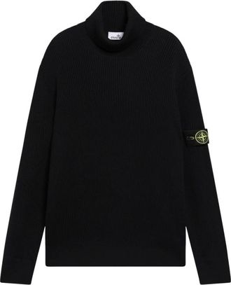 Stone Island Pullover met col - Heren - Coltruien - Zwart - S - Wol - Truien & Vesten