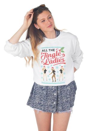Sanfran Clothing Sanfran - All The Jingle Ladies Christmas Top Fashion Xmas Dancing Single Jumper Sweater - Small/White