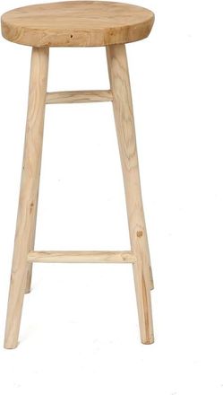 Bazar Bizar Taburete de bar de madera de teca en marr&oacute;n 35x35x75 cm