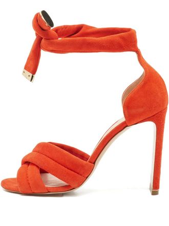 Nicholas Kirkwood 100 mm su&egrave;de sandalen met geknoopt detail - Oranje