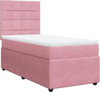 vidaXL Cama Box Spring Con Colch&oacute;n Terciopelo Rosa 80x200 Cm Vidaxl