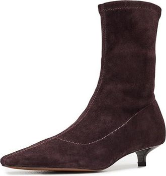 Madewell Ciel Kitten Heel Glove Bootie - Suede Womens Boots Chocolate Raisin : 5.5 M