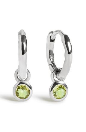 Monica Vinader Birthstone Huggie Hoop Earrings in Sterling Silver/peridot at Nordstrom