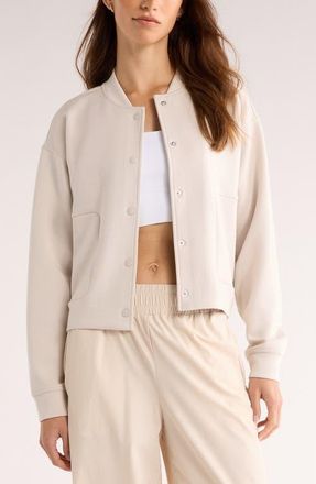 Zella Ultra Luxe Snap Front Jacket in Grey Moonbeam at Nordstrom, Size Xx-Large