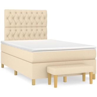 vidaXL Cama Box Spring Con Colch&oacute;n Tela Color Crema 120x190 Cm Vidaxl