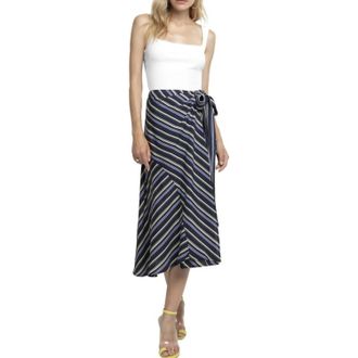 Astr Teagan Skirt In Purple & Yellow Stripe