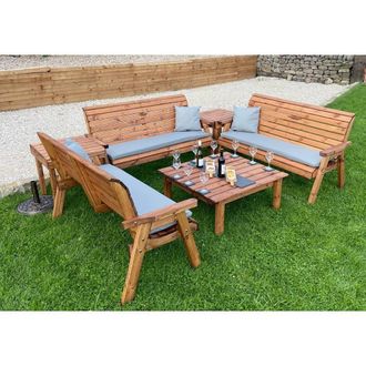 Charles Taylor Trading Nine Seater Balmoral Deluxe Garden Furniture Set - Fully Assembled in Brown