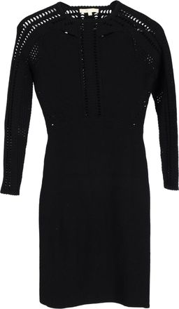 Maje Perforated Dress in Black Wool