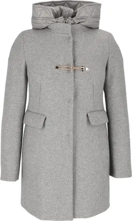 Fay Double-Breasted Toggle Coat with Quilted Nylon Hood
