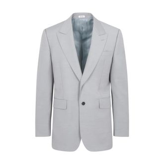 Alexander McQueen Alexander McQueen, Blazers, male, Gray, Size: L Grey Wool Mohair Jacket Ss23