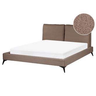 Beliani Cama Con Somier 160 X 200 Cm Moderna Tapizada Boucl&eacute; Base Listones Marr&oacute;n Melle