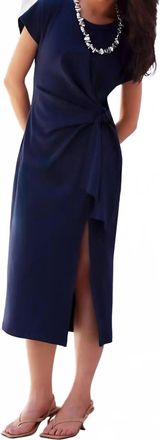 Fifteen Twenty Marisa Side Knot Midi Dress In Navy