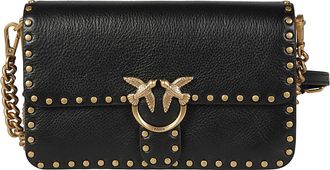 Pinko Love One Slouchy Textured Calfskin Shoulder Bag