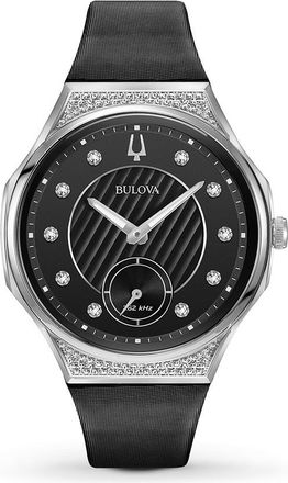 Bulova Curv Quartz Diamond Black Dial Ladies Watch 96R229