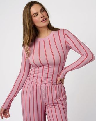 WeWoreWhat Fitted Long Sleeve Crewneck Top in Bblegum Pink Mt at Nordstrom, Size X-Small