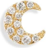Maria Tash Diamond Moon Threaded Stud Earring in Yellow Gold at Nordstrom, Size 4.5 Mm