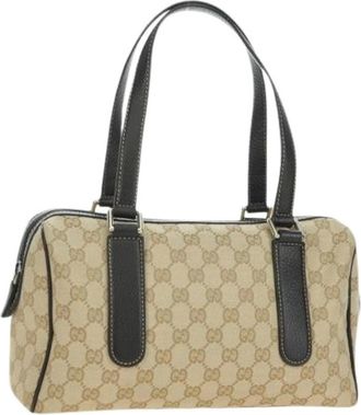 Gucci Pre-owned Handbags, female, Beige, Size: ONE SIZE Pre-owned Vintage Canvas Hand Bag