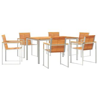 Berkfield Home 7 Piece Garden Dining Set Solid Wood Acacia in Brown