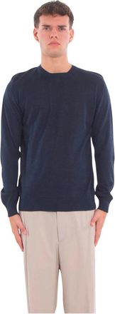 Daniele Fiesoli Silk Merino Fine Sweater - Heren - Ronde hals truien - Blauw - XL - Wol - Truien & Vesten