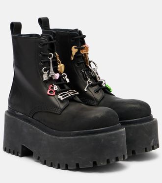 Balenciaga Embellished leather platform combat boots