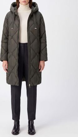 Max Mara Piumino lungo in nylon trapuntato con cappuccio