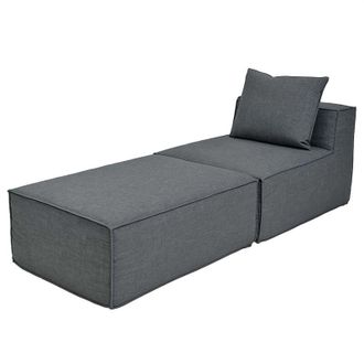Hhg [NON UTILIZZATO] Chaise longue/modulo divano HHG-399, poltrona Ottomano Recamiere, stoffa/tessuto (300 g/m&sup2;) 63x75x194 cm, grigio scuro