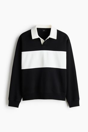 H&M Rugby-Sweatshirt in Loose Fit - Schwarz