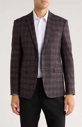John Varvatos Plaid Knit Sport Coat in Burgundy at Nordstrom Rack, Size 36 Regular