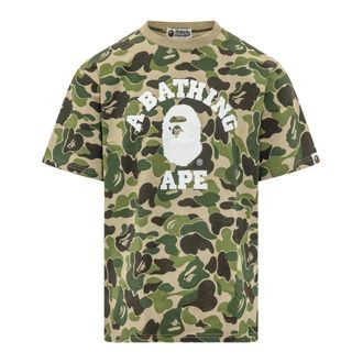 A Bathing Ape T-Shirts, male, Green, Size: XL 1st Camo College Tee