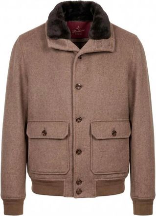 Montecore Wool Blend Bomber Jacket with Fur Collar - Heren - Bomber jackets - Bruin - 3XL - Wol - Jassen