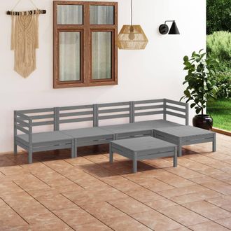 vidaXL Juego De Muebles De Jard&iacute;n 9 Piezas Madera Pino Maciza Gris Vidaxl