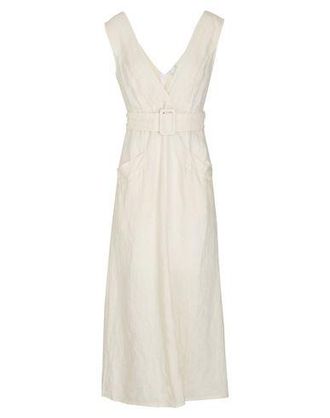 8 by YOOX LINEN BELTED MIDI DRESS