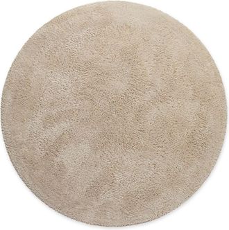 Wecon Home Alfombra de ba&ntilde;o beige redonda de algod&oacute;n 80 cm