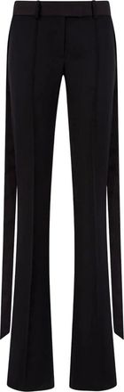 The Attico Broeken, Dames, Zwart, XS, Wol, Wijde Pijpen Broek met Oversized Band Detail