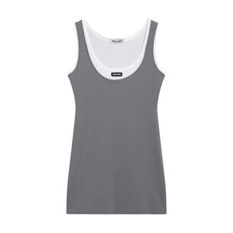 Miu Miu Vestido Corto de Jersey El&aacute;stico - Dresses - Mujer - Gris - M