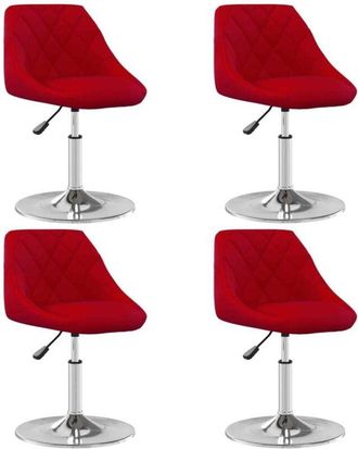 vidaXL Sillas De Comedor Giratorias 4 Unidades Terciopelo Rojo Tinto Vidaxl