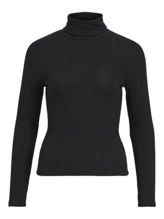 Object Womens Objadrianna L/S Rollneck Top Noos Longsleeve T-Shirt, Black, M