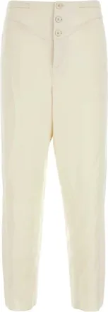 Saint Laurent Broeken, Heren, Wit, L, Leer, Buttoned Slim Broeken
