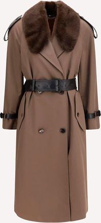 Burberry Long cotton Trench Coat with buffalo leather collar Female 8