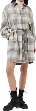 French Connection Arla Flannel Shirt Dress In Classic Cream Multi