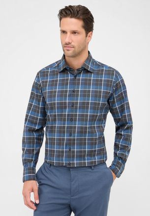 Eterna Langarmhemd ETERNA MODERN FIT, Herren, Gr. 43, Normalgr&ouml;ssen, dunkelblau, Twill, 100% Baumwolle, tailliert, Manschette, Hemden Langarmhemd, EASY IRON 