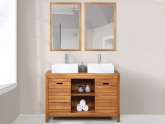 Vente-Unique Rectangular Mirror With Acacia Wood Surround - 90 X 60 Cm - SEPANG in Walnut
